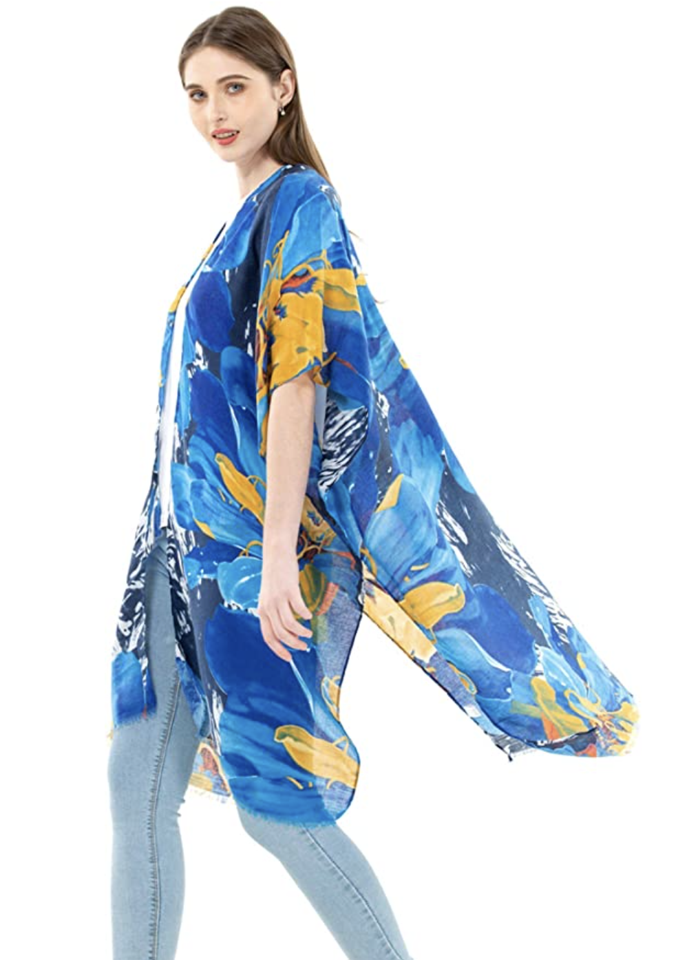 Kimono ligero para mujer, de gasa, con protección solar