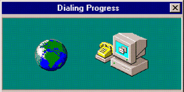 A cartoon representation of the dial-up internet screen