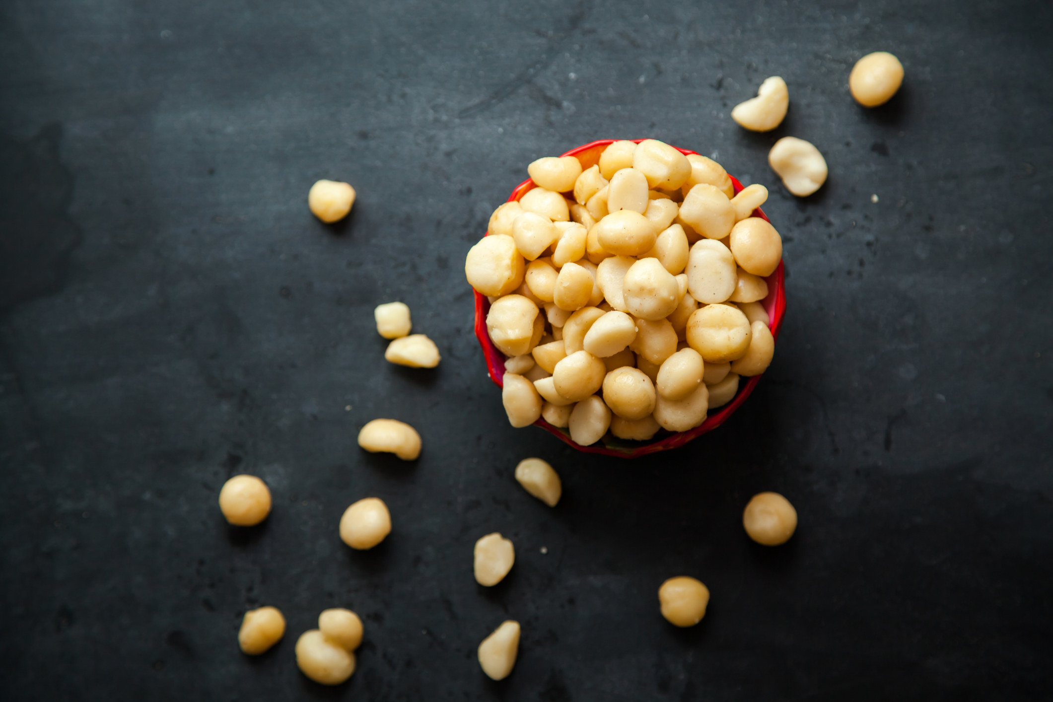 a bowl of macadamia nuts