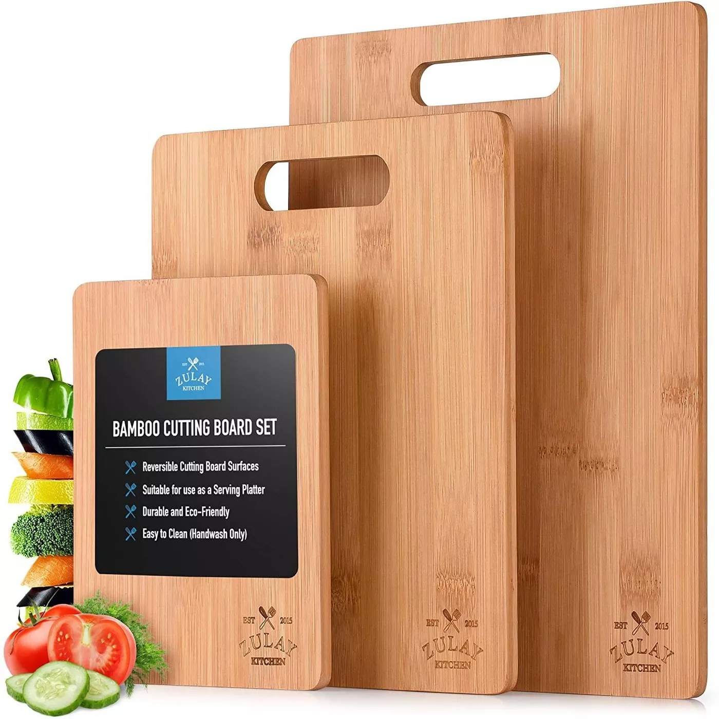 The Zulay Kitchen bamboo cutting board set