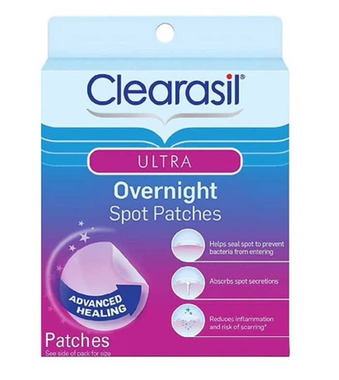 A box of Clearasil overnight patches for acne spots