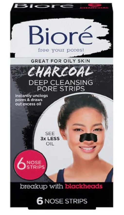 A pack of 6, charcoal nose pore strips