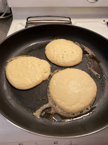 gif of the writer flipping pancakes with a spatula