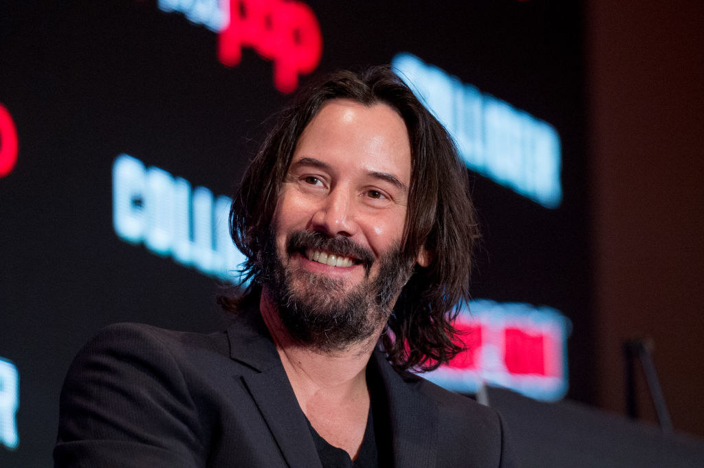 Keanu Reeves doing press for a movie