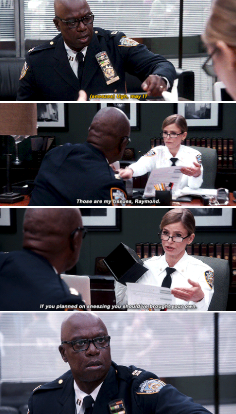 Captain Holt reacting to Wuntch&#x27;s harshness in disbelief