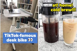 desk bike and cold brew