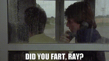 in the phone booth, Charlie asks Ray if he farted