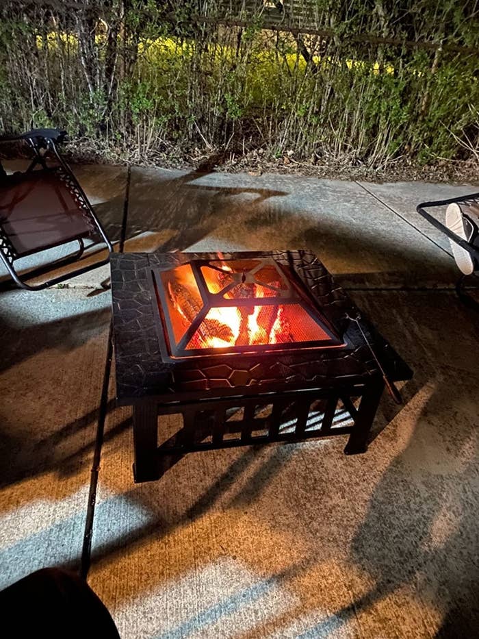 Reviewer's fire pit placed outside