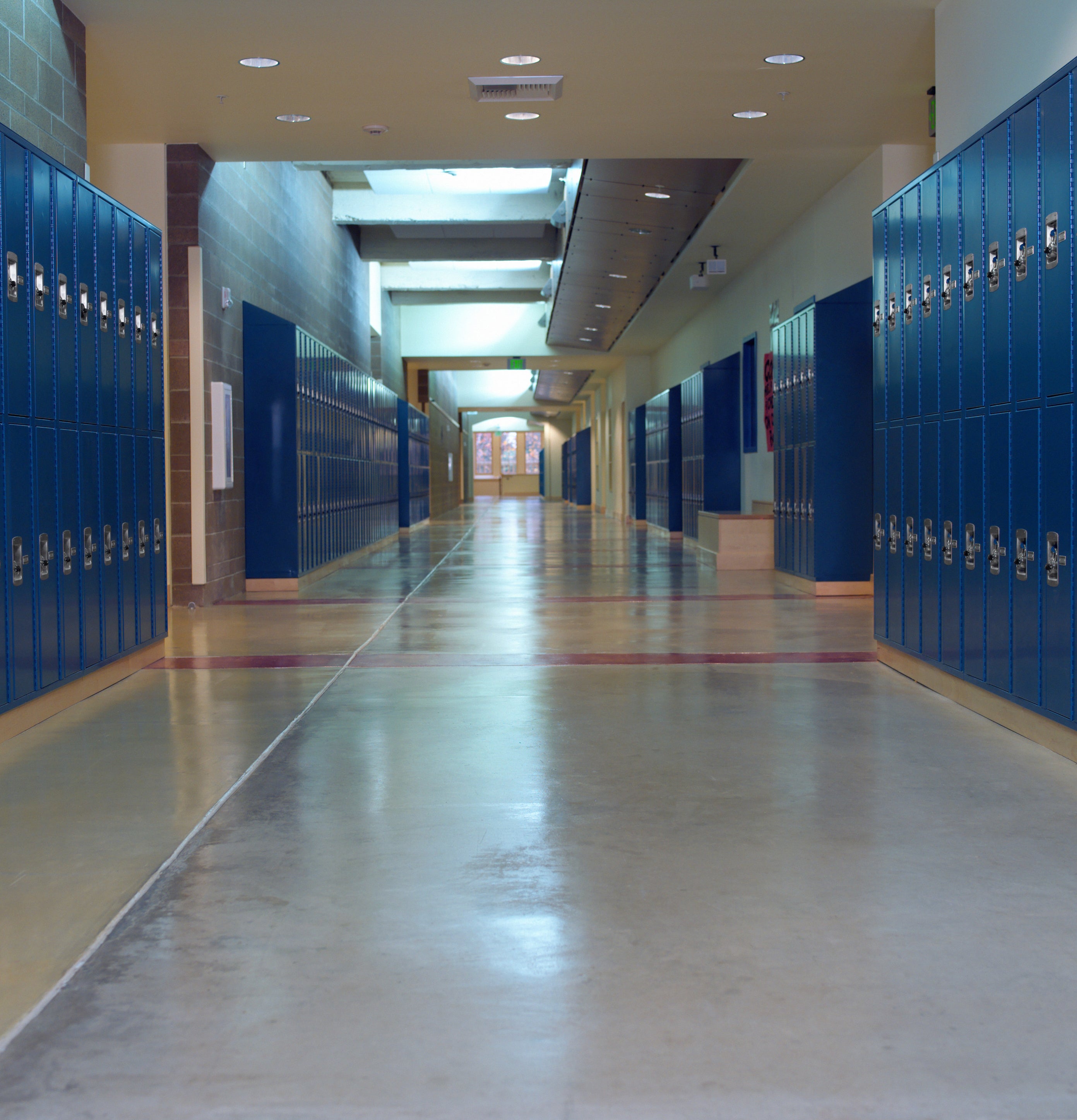 empty high school hallway