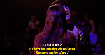 Shane and Mitchie dueting &quot;this is me/you&#x27;re the missing piece i need the song inside of me&quot; in camp rock