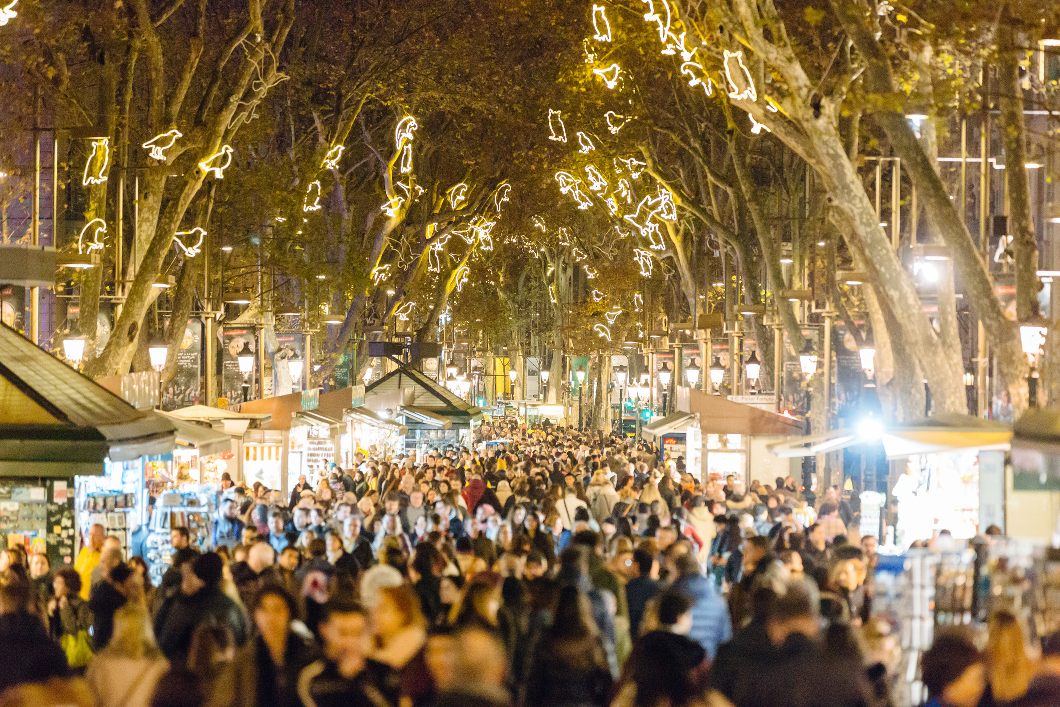 A crowded stretch on Las Ramblas.