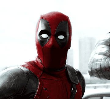 Deadpool putting his hands on his face in shock