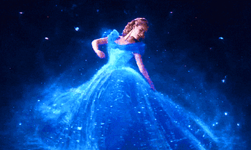 Cinderella spinning around in her magical ballgown