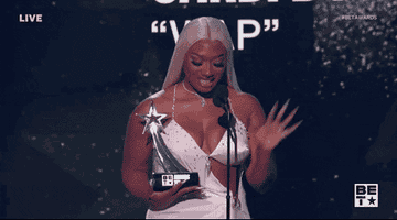 Megan Thee Stallion being humble as she accepts a BET award