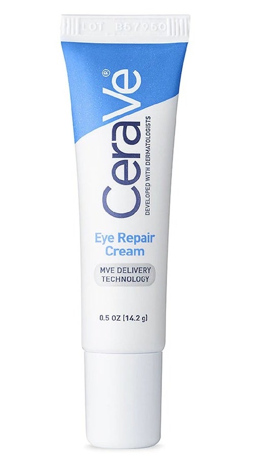 A bottle of eye repair cream for dark spots and puffiness