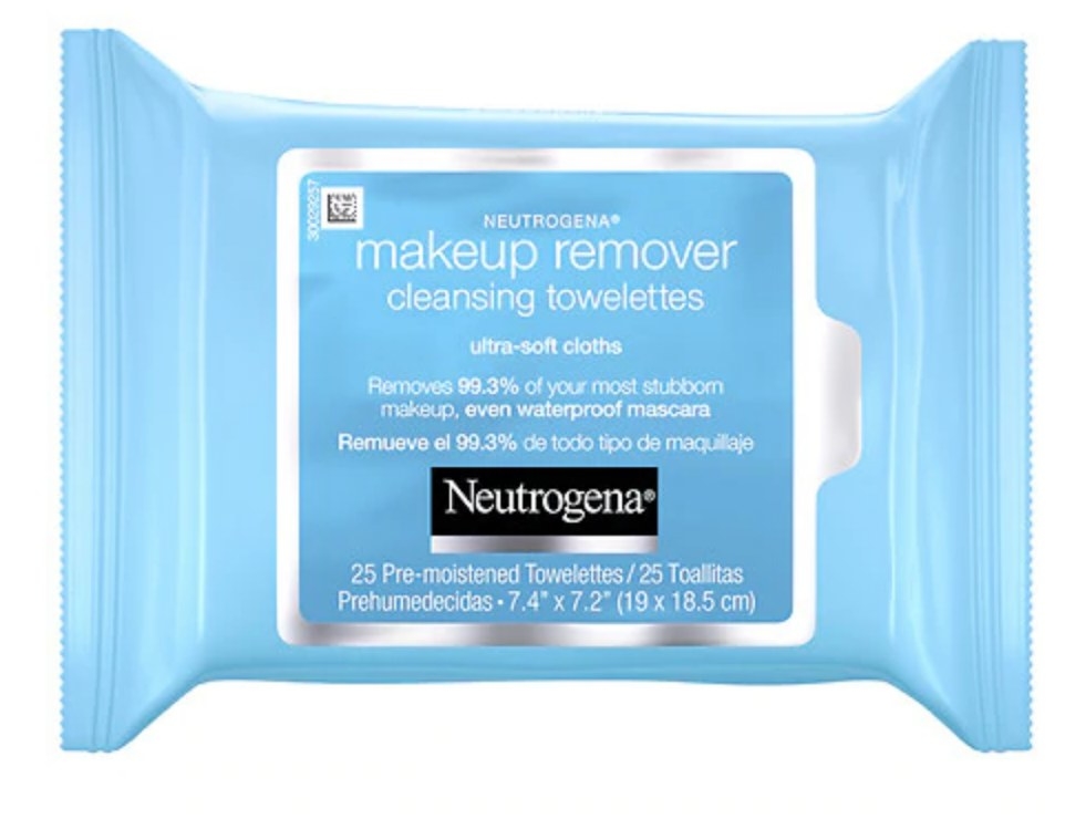 A pack of makeup remover cleansing towelettes