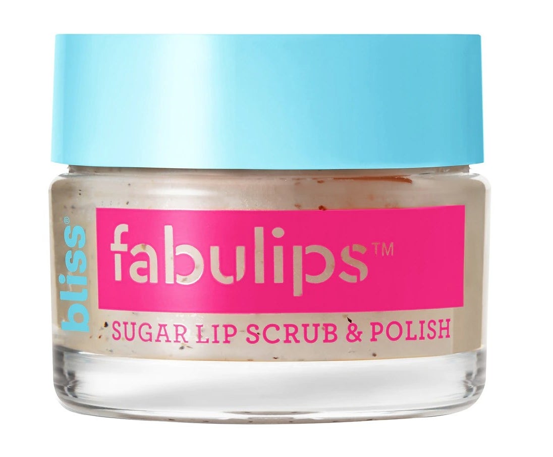 A bottle of mandarin vanilla sugar lip scrub and polish