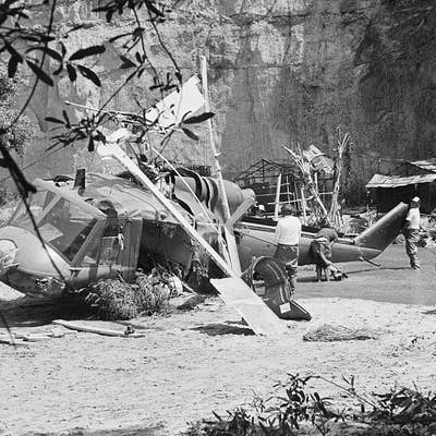 The helicopter wreck