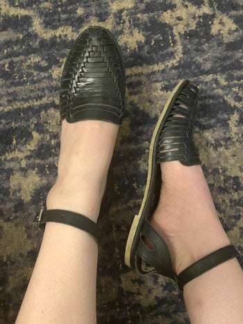 ankle strap closed toe black huarache sandals