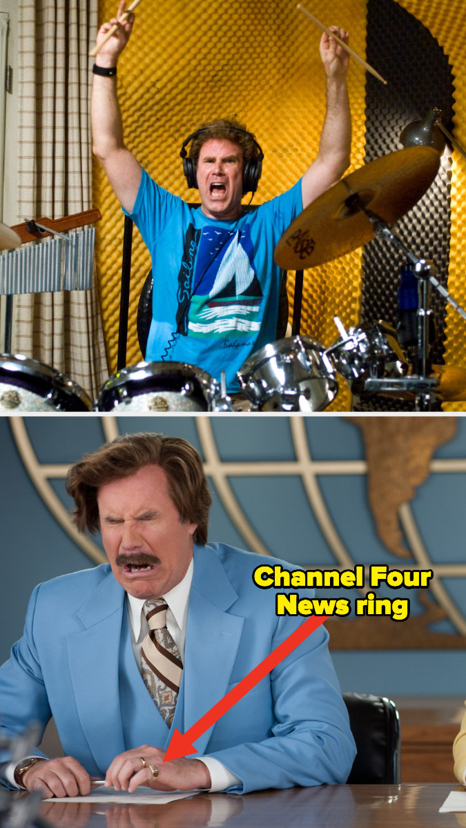 Will Ferrell playing the drums in &quot;Step Brothers&quot; and wearing the Channel Four News ring in &quot;Anchorman&quot;
