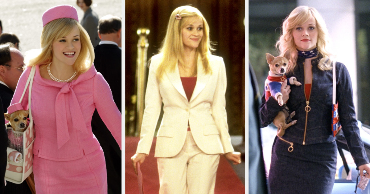 Reese Witherspoon wearing three different Elle Woods costumes in &quot;Legally Blonde 2&quot;