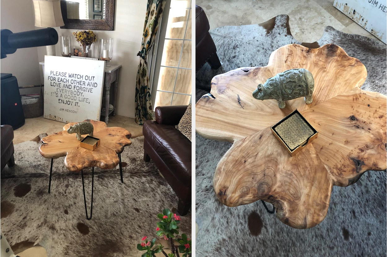 Reviewer&#x27;s coffee table in a living room
