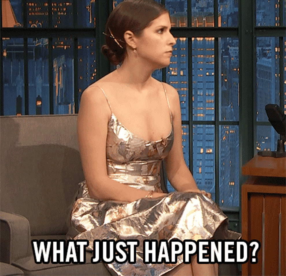 gif of anna kendrick saying what just happened during an interview