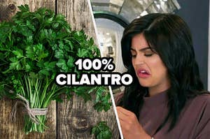 Kylie Jenner making a funny face when she realizes she's cilantro
