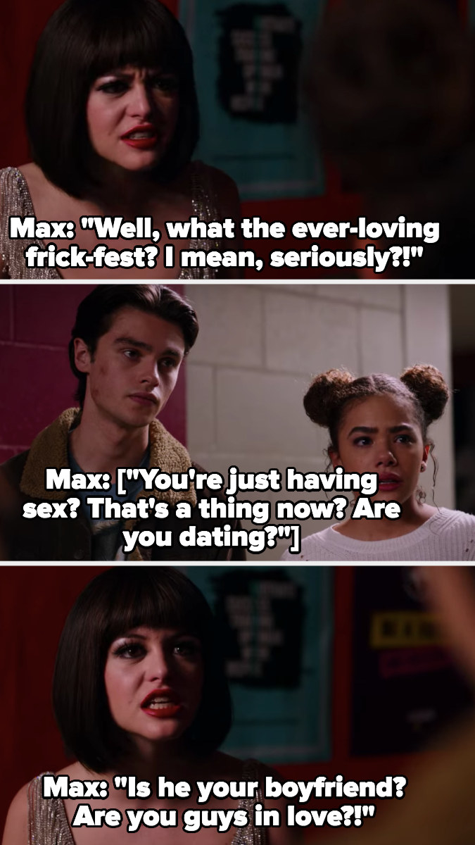 Max yells at Ginny and Marcus: &quot;What the ever-loving frick-fest? Seriously?! You&#x27;re just having sex now? Are you guys in love?!&quot;