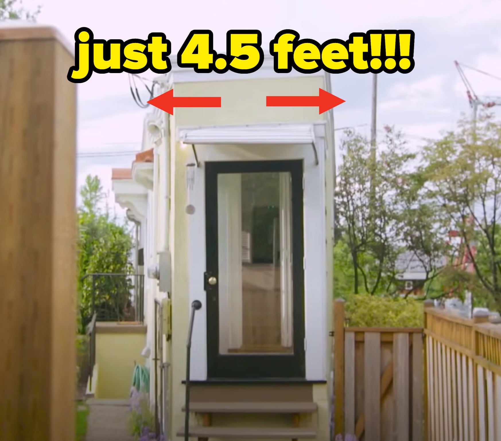 On the side, the home is extremely tiny