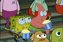 Spongebob and patrick inhaling popcorn
