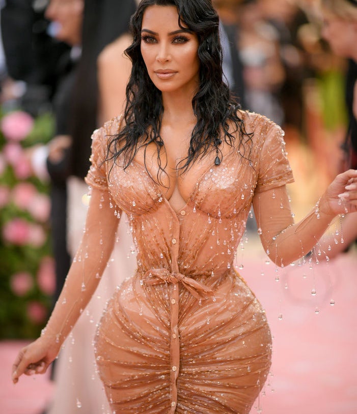 Kim Kardashian arriving at the Met Gala in Mugler