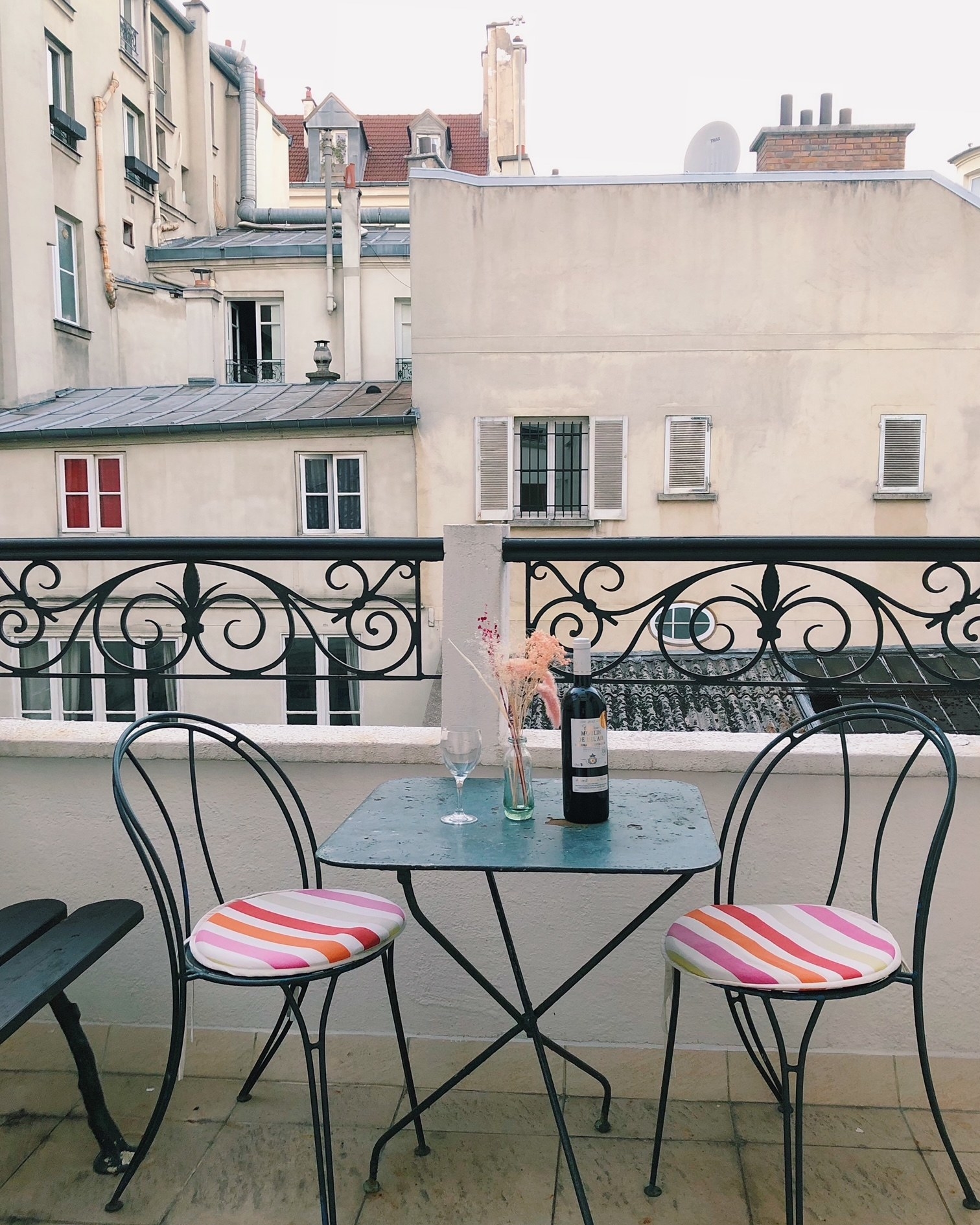 A cute Airbnb terrace in Paris.