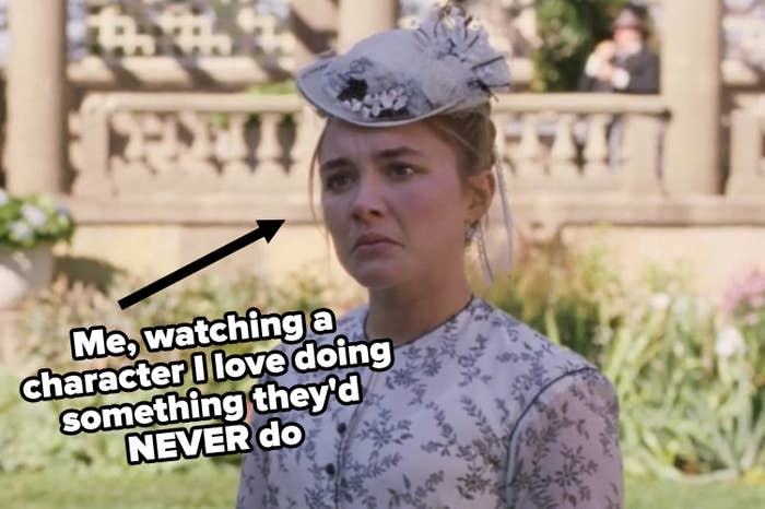 Florence Pugh pouting in Little Women as Amy March