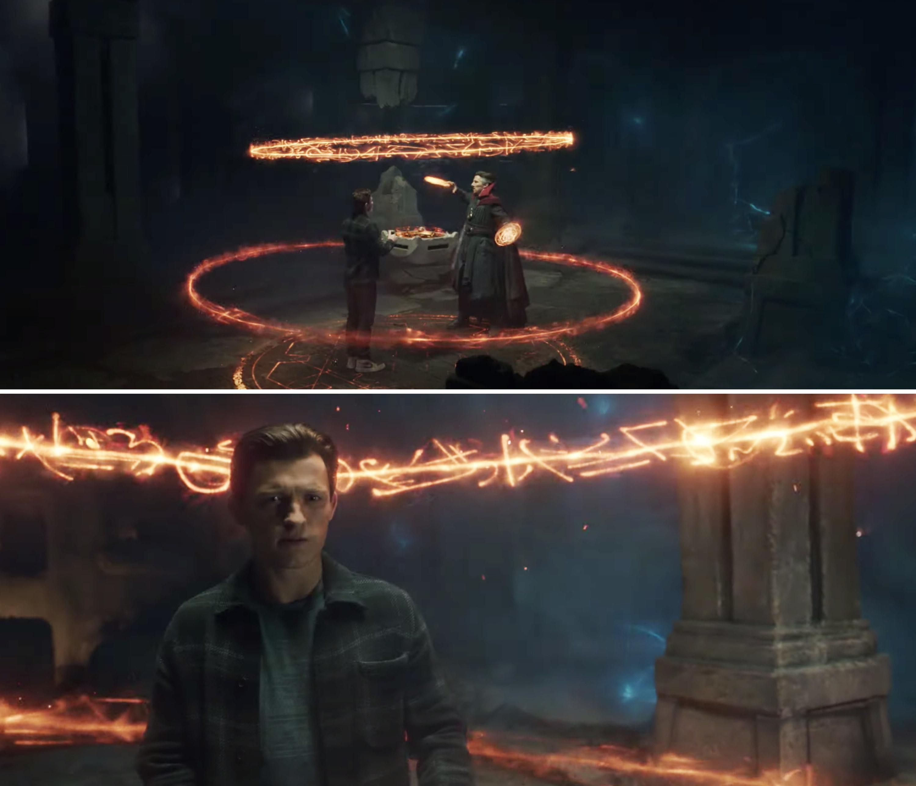 Doctor Strange and Peter doing magic