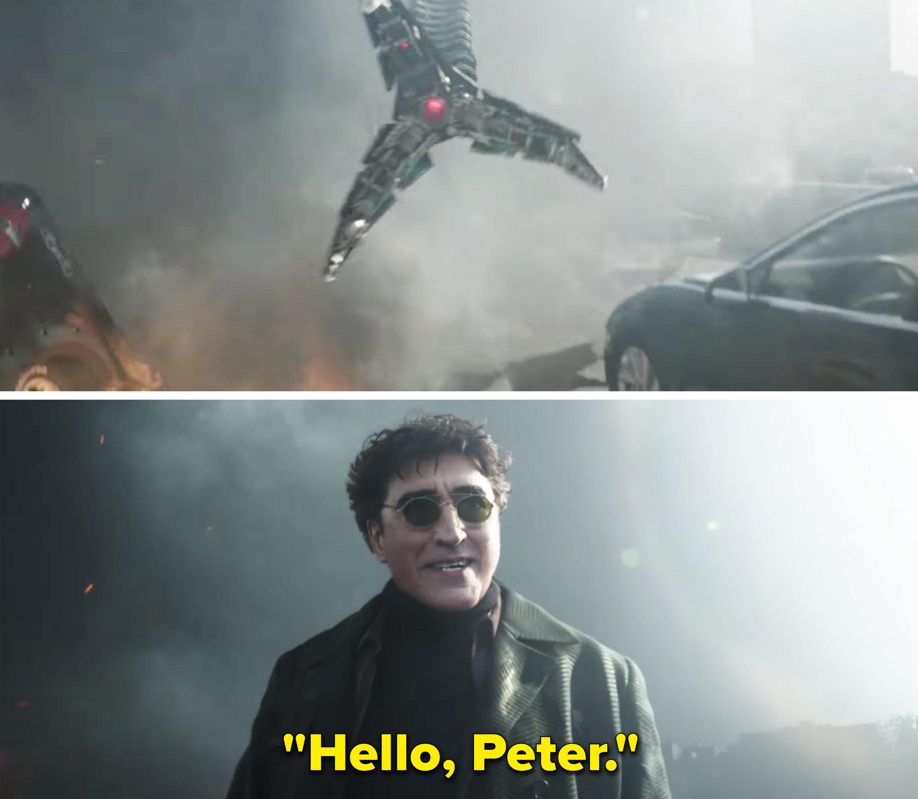 Doc Ock saying, &quot;Hello, Peter&quot;