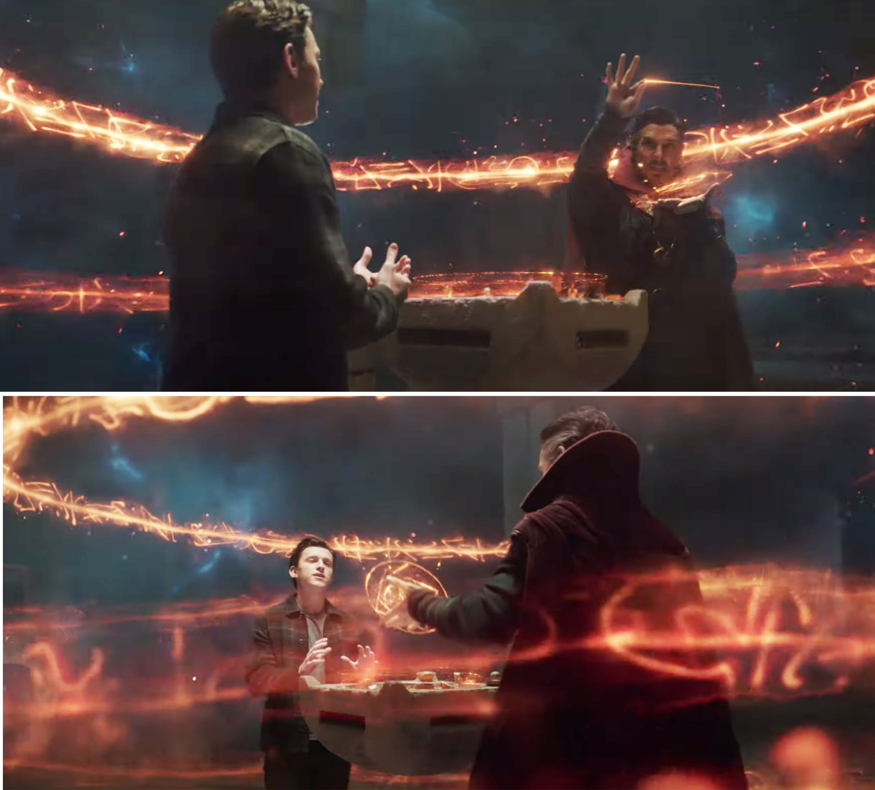 Peter and Doctor Strange using magic