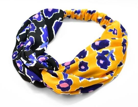 yellow and purple contrast fabric headband
