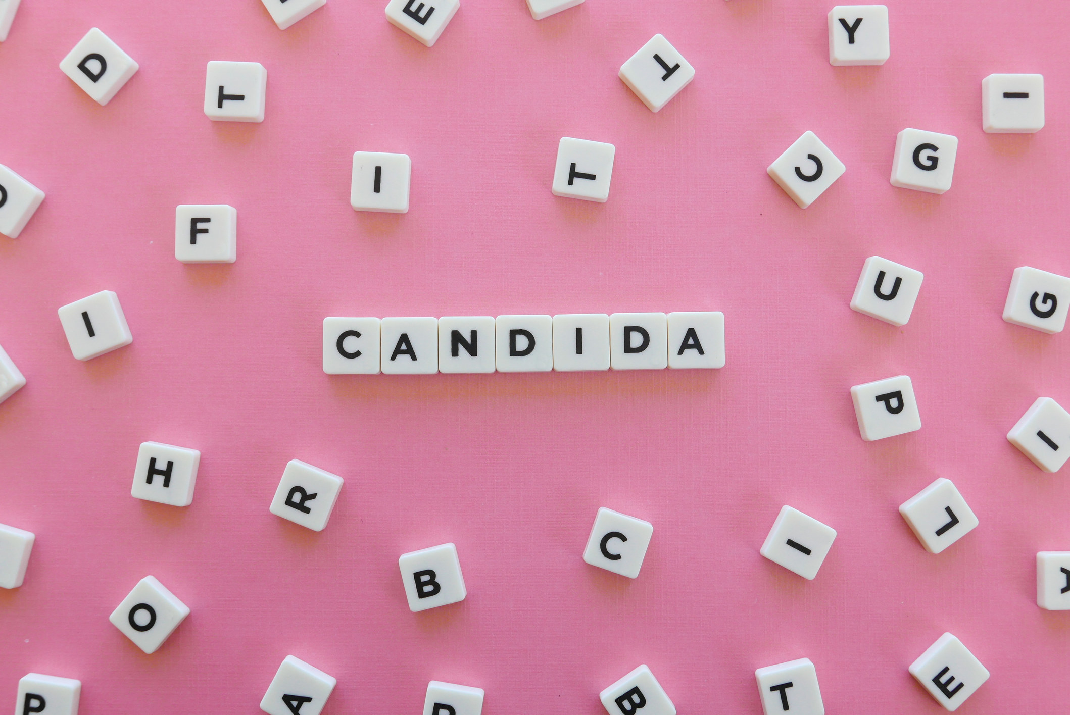 Directly Above Shot Of Text On Toy Blocks spelling out &quot;candida&quot;