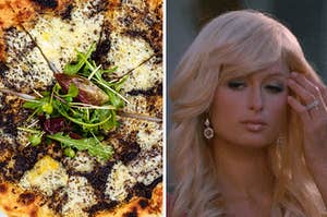 truffle pizza the left and paris hilton on the right