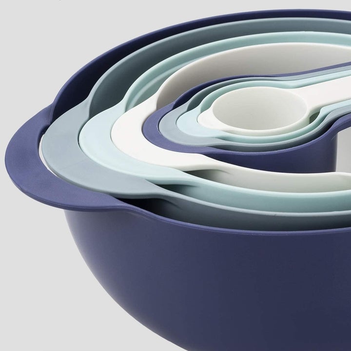 A close up of the nesting design of the kitchen set  