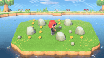 The world is your oyster in Animal Crossing. This villager is visiting a Nooks Miles Island and found bells