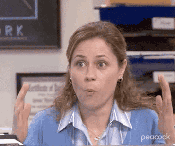 Pam Beesly mouthing the word &quot;WOW&quot;
