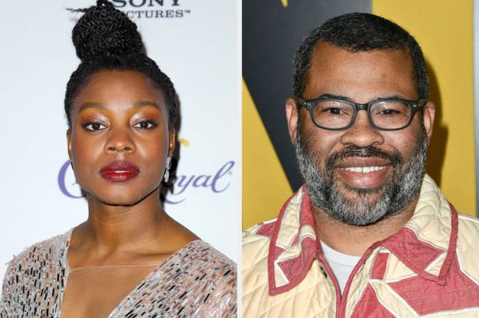 Nia DaCosta and Jordan Peele posing for a photo at separate events