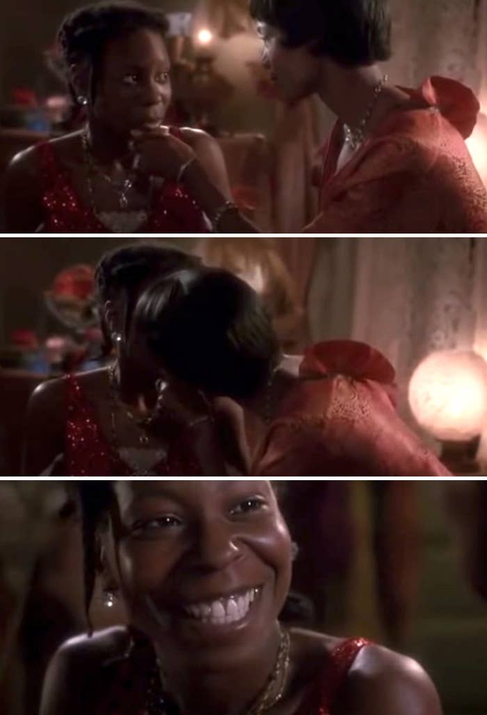 Shug kissing Celie in &quot;The Color Purple&quot;