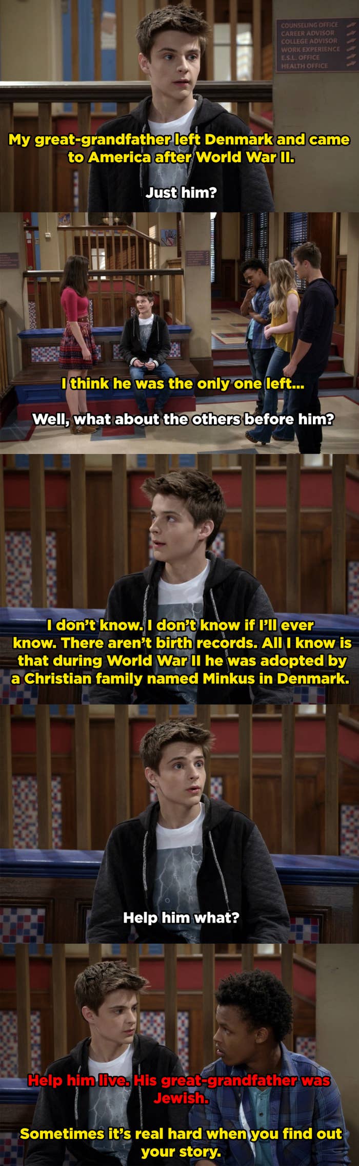 Farkle explains to his friends that his great-grandfather was adopted after World War II because the rest of his ancestors were Jewish and killed during the Holocaust.