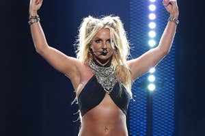 Britney Spears performs onstage at the 2016 iHeartRadio Music Festival at T-Mobile Arena 