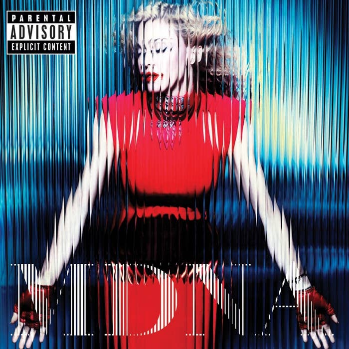 madonna in a short-sleeved dress while leaning up against a wall