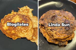 my attempt at blogilates' pancakes, and my attempt at linda sun's pancakes