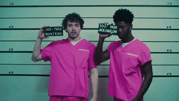 Lil Nas X and Jack Harlow in pink jumpsuits